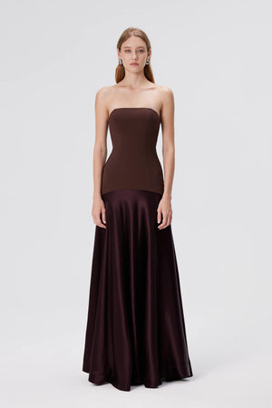 Aenso - Espresso strapless gown - Brown