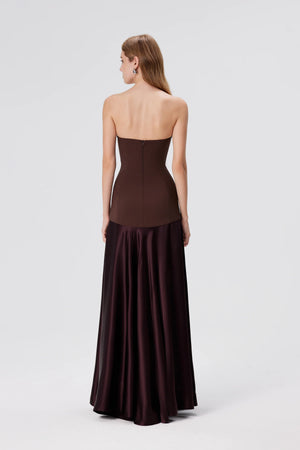 Aenso - Espresso strapless gown - Brown