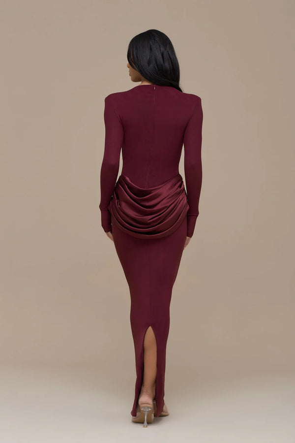 Wanderdoll - Eman Long Sleeve Dress - Burgundy