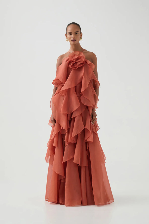 AJE - Pandorea Layered Maxi Dress - Coral Clay