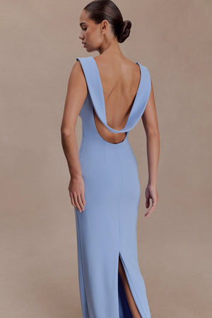 Meshki - Galilea Crepe Draped Maxi Dress - Cornflower Blue