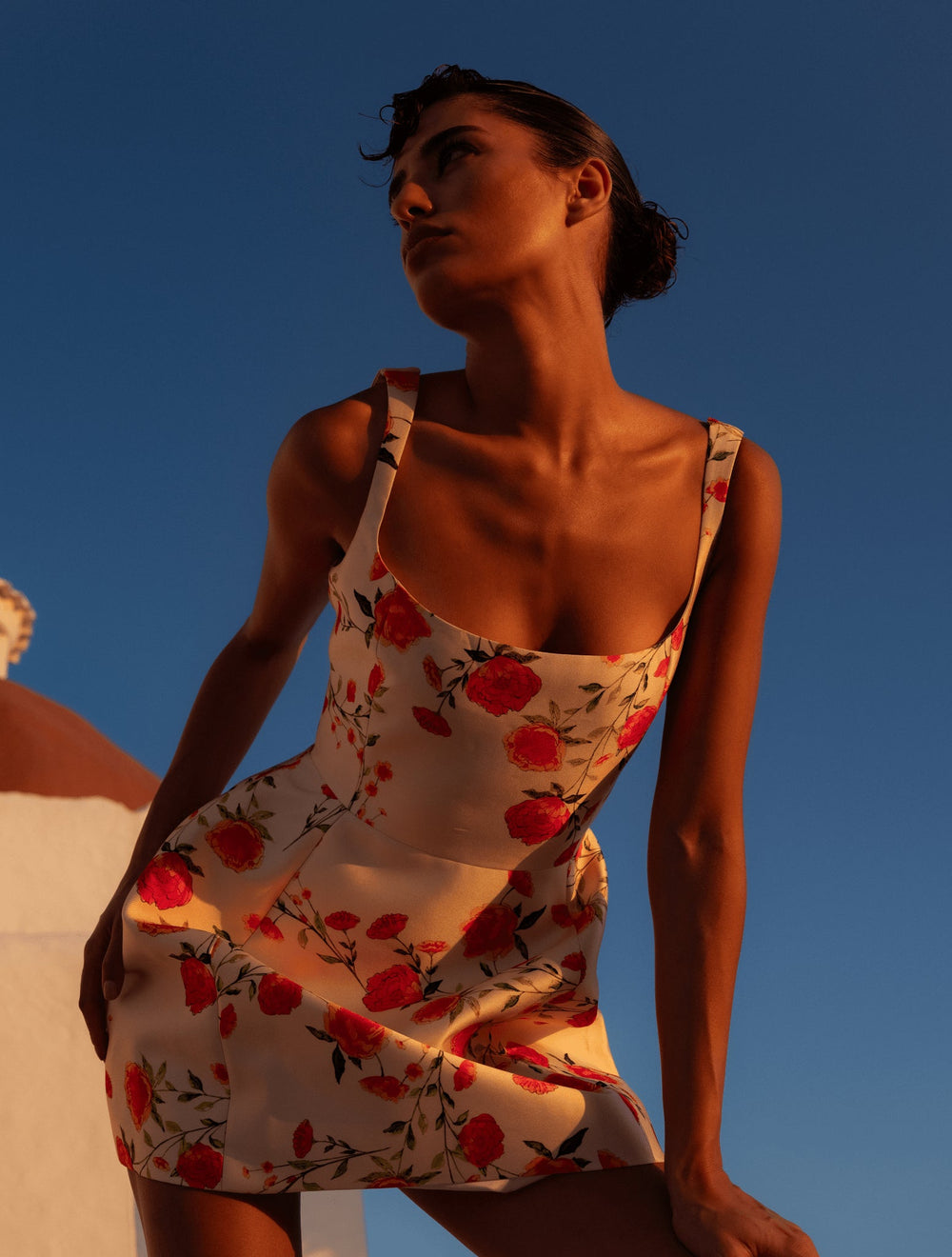 De La Vali - Lola Mini Dress - Ivory & Red Flor De Amor