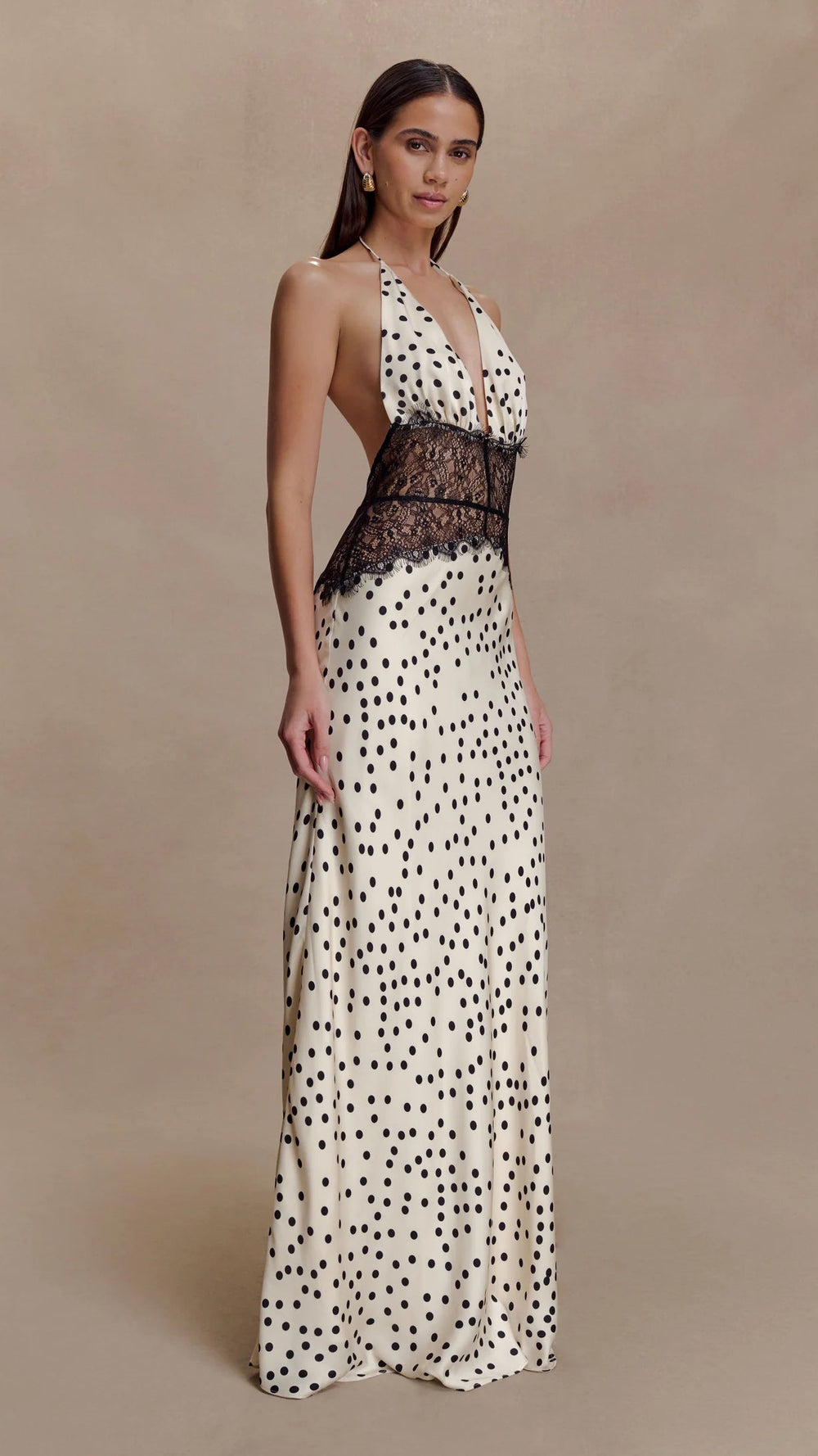 Meshki - Dinah Lace Satin Maxi - Polkadot