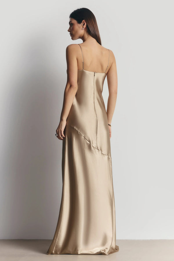 Because of Alice - Satin Cup Detail Slip Dress - Bronze