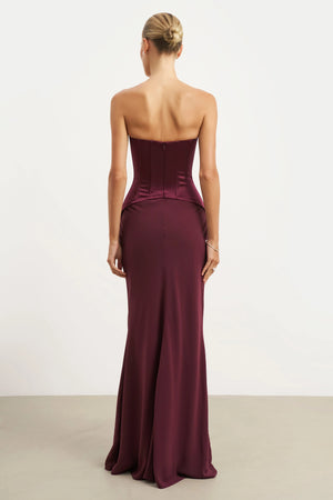 Because Of Alice - Satin Corset Gown With Sweetheart Neckline - Mulberry