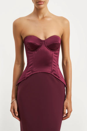 Because Of Alice - Satin Corset Gown With Sweetheart Neckline - Mulberry