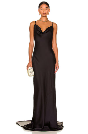 Norma Kamali - Cross Back Bias Gown - Black