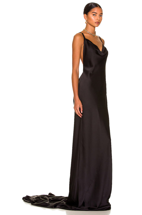 Norma Kamali - Cross Back Bias Gown - Black
