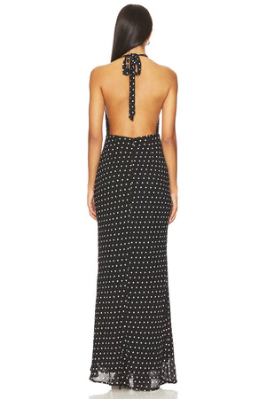 Runaway The Label - Lexie Maxi Dress - Black Polka