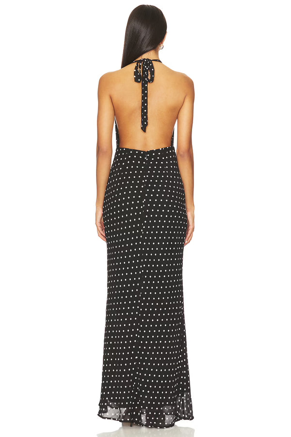 Runaway The Label - Lexie Maxi Dress - Black Polka
