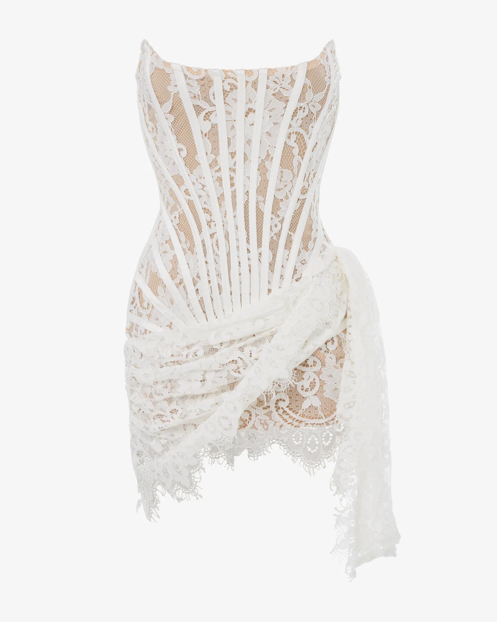 Heiress Beverly Hills - The Lace Corset Mini Dress - White