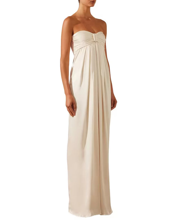Shone Joy - Strapless Knot Maxi Dress - Cream